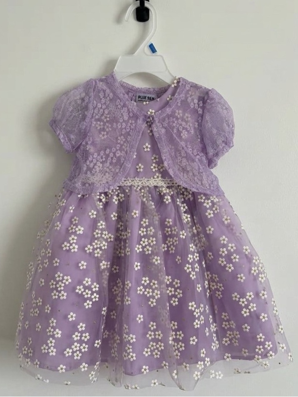 Blueberi Boulevard Lavender Floral Sequin Tulle Dress for Girls